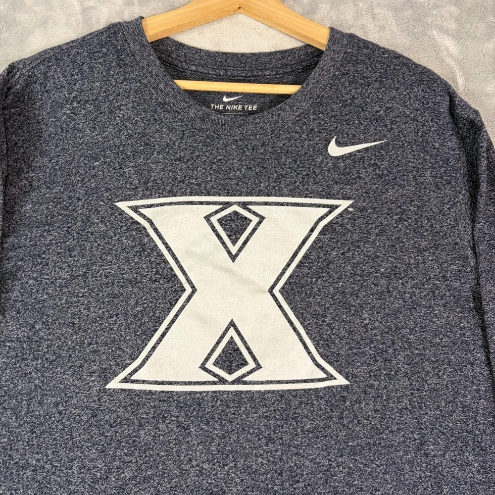 Nike Dri Fit Long Sleeve T-Shirt Mens Size 2XL Xavier Musketeers Heather Blue